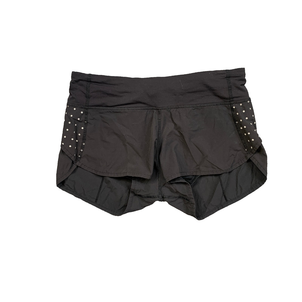 Lululemon Shorts Womens 4 Black Speed Reflective Polka Dots Brief Lined Running